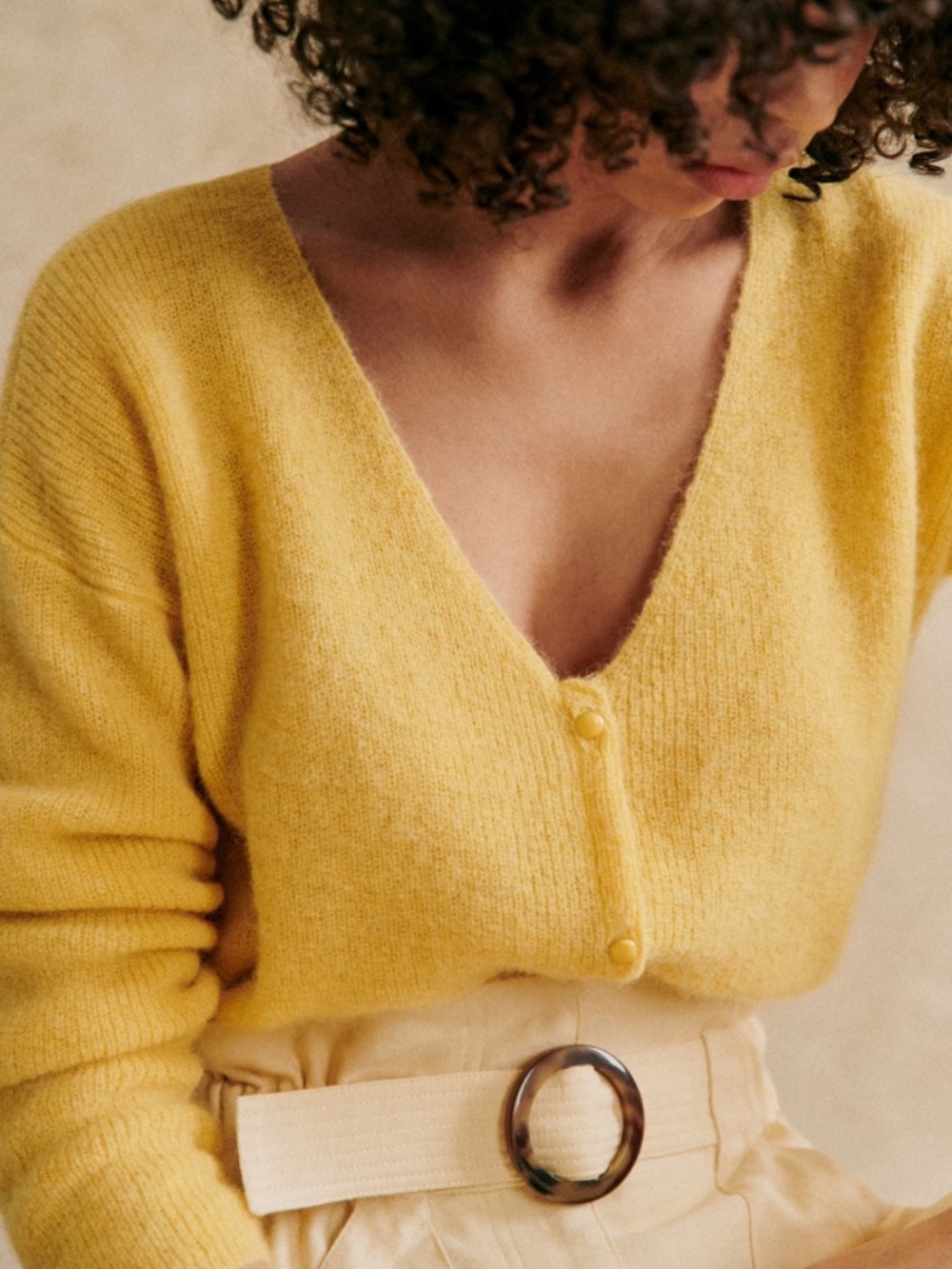 Sezane Barry Cardigan Yellow - Size XXS